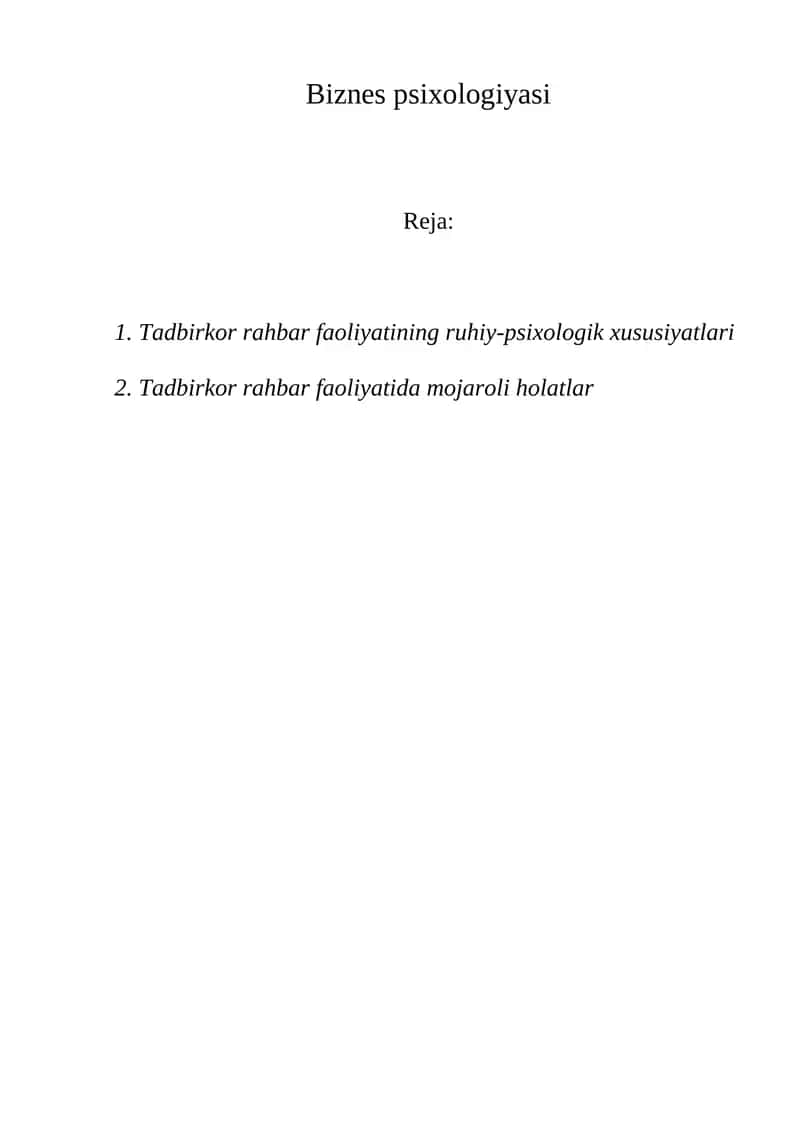 Biznes psixologiyasi 1