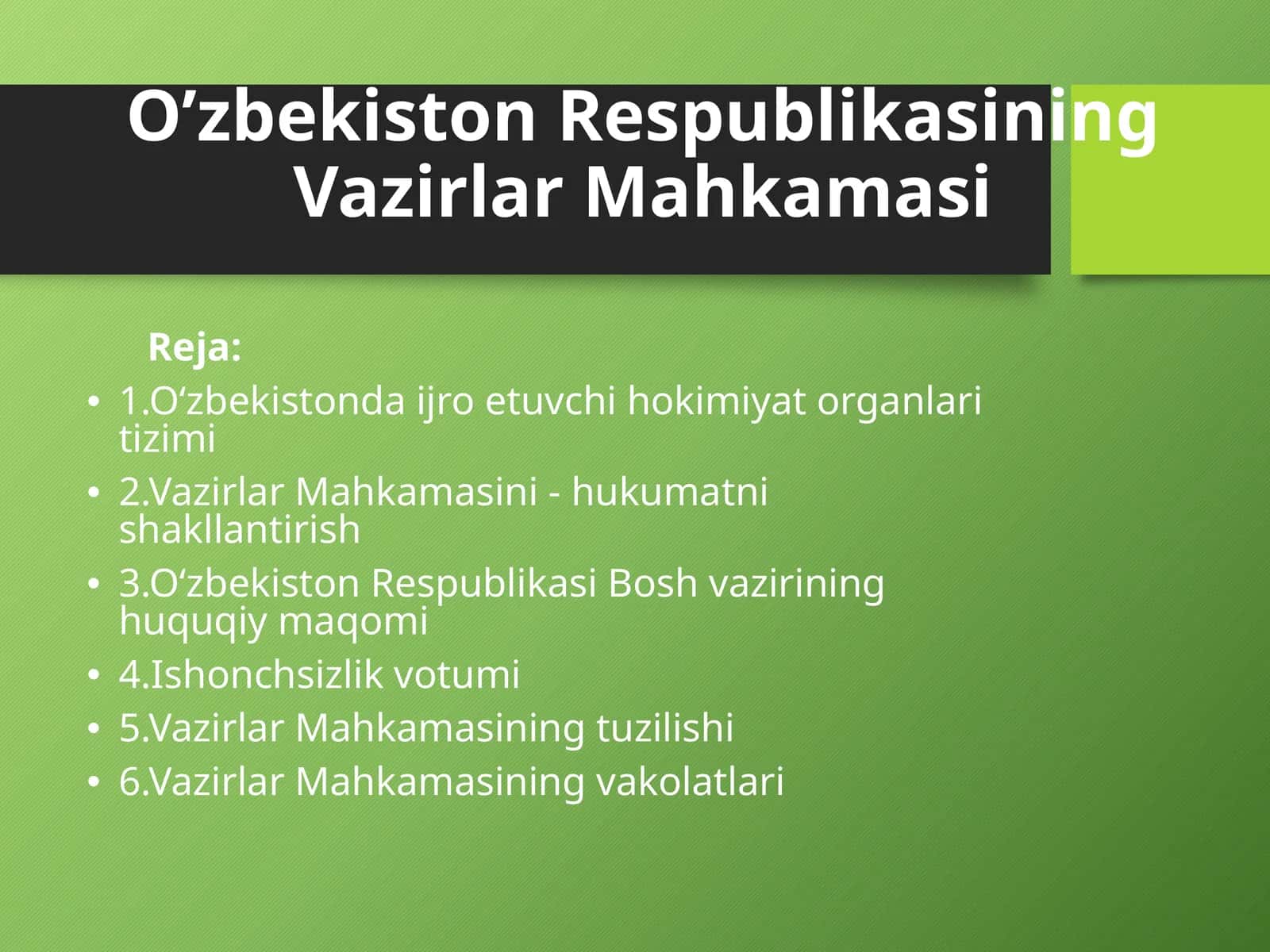 O‘zbekiston Respublikasi Vazirlar Mahkamasi 1
