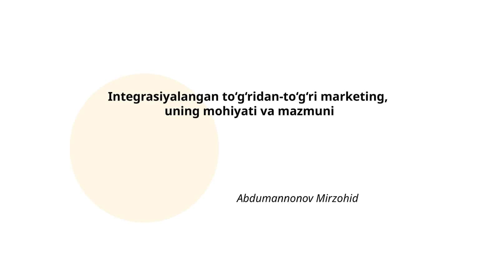Integrasiyalangan to‘g‘ridan-to‘g‘ri marketing, uning mohiyati va mazmuni 1