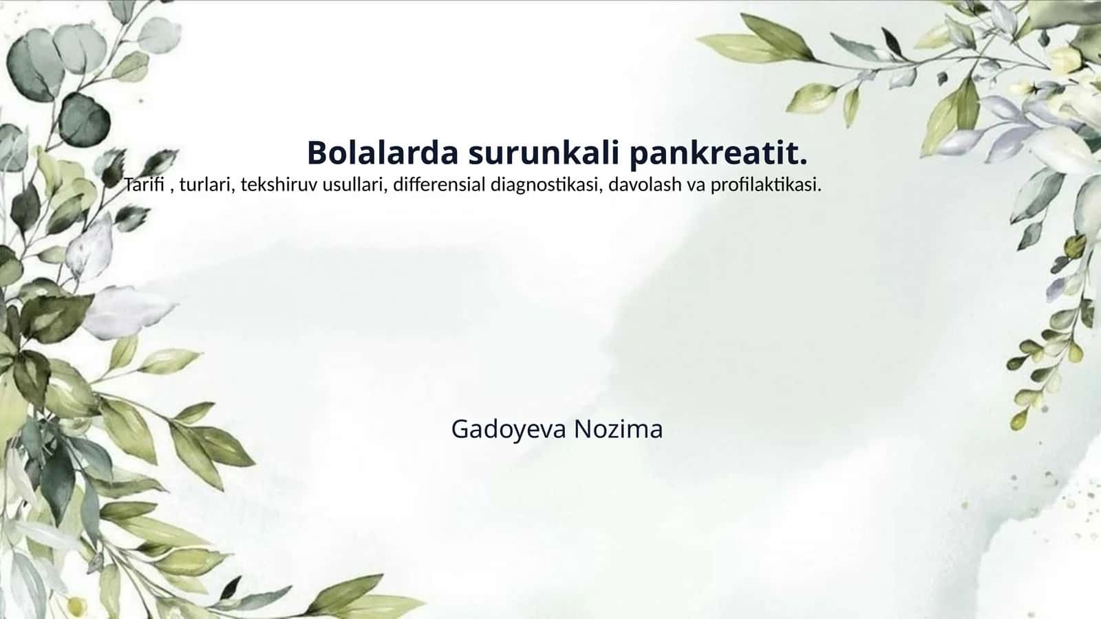 Bolalarda surunkali pankreatit. 1
