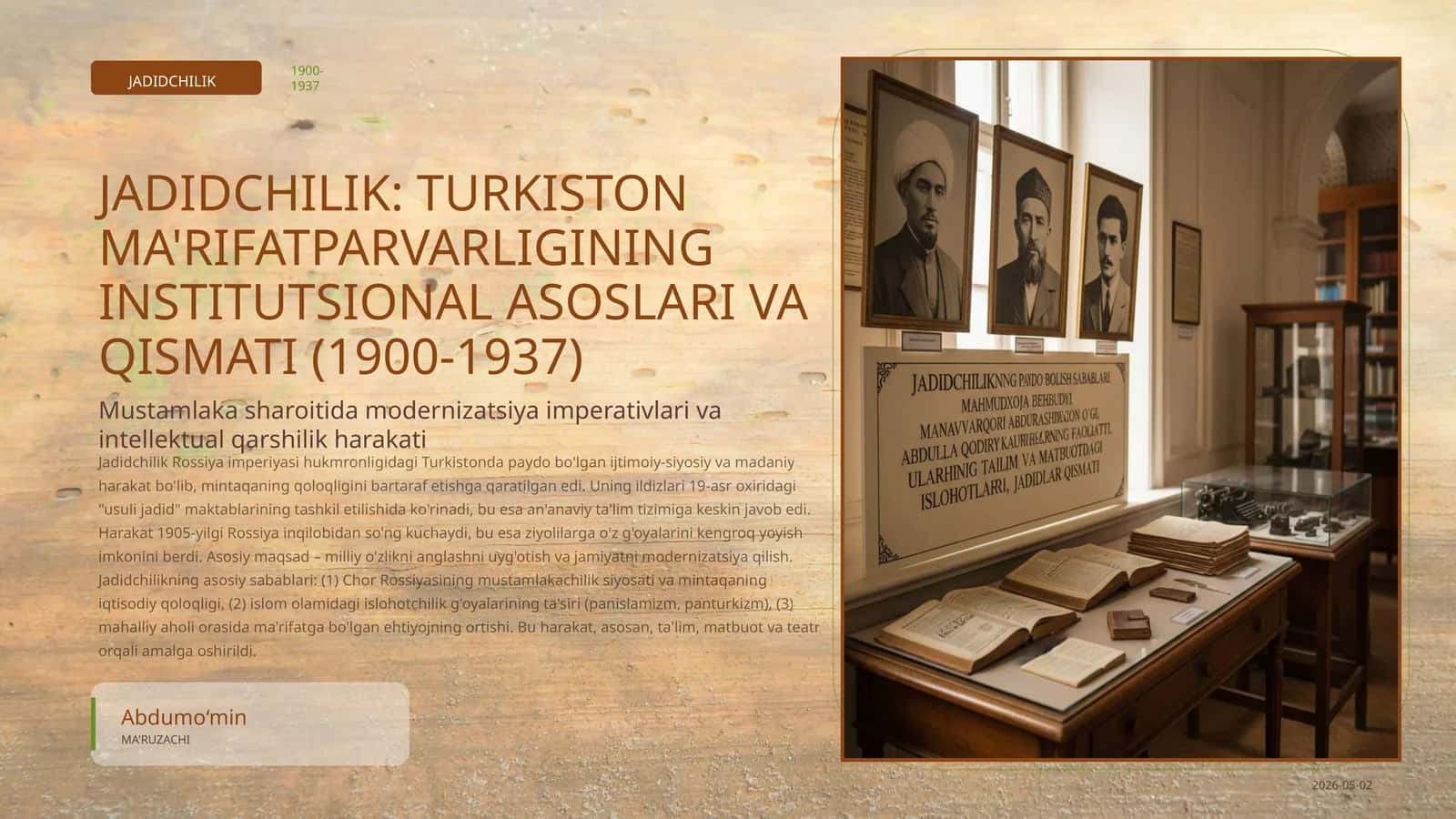 Mustamlaka sharoitida modernizatsiya imperativlari va intellektual qarshilik harakati 1