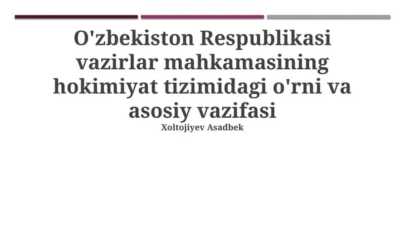Vazirlar Mahkamasining Asosiy Vazifalari va Funktsiyalari 1