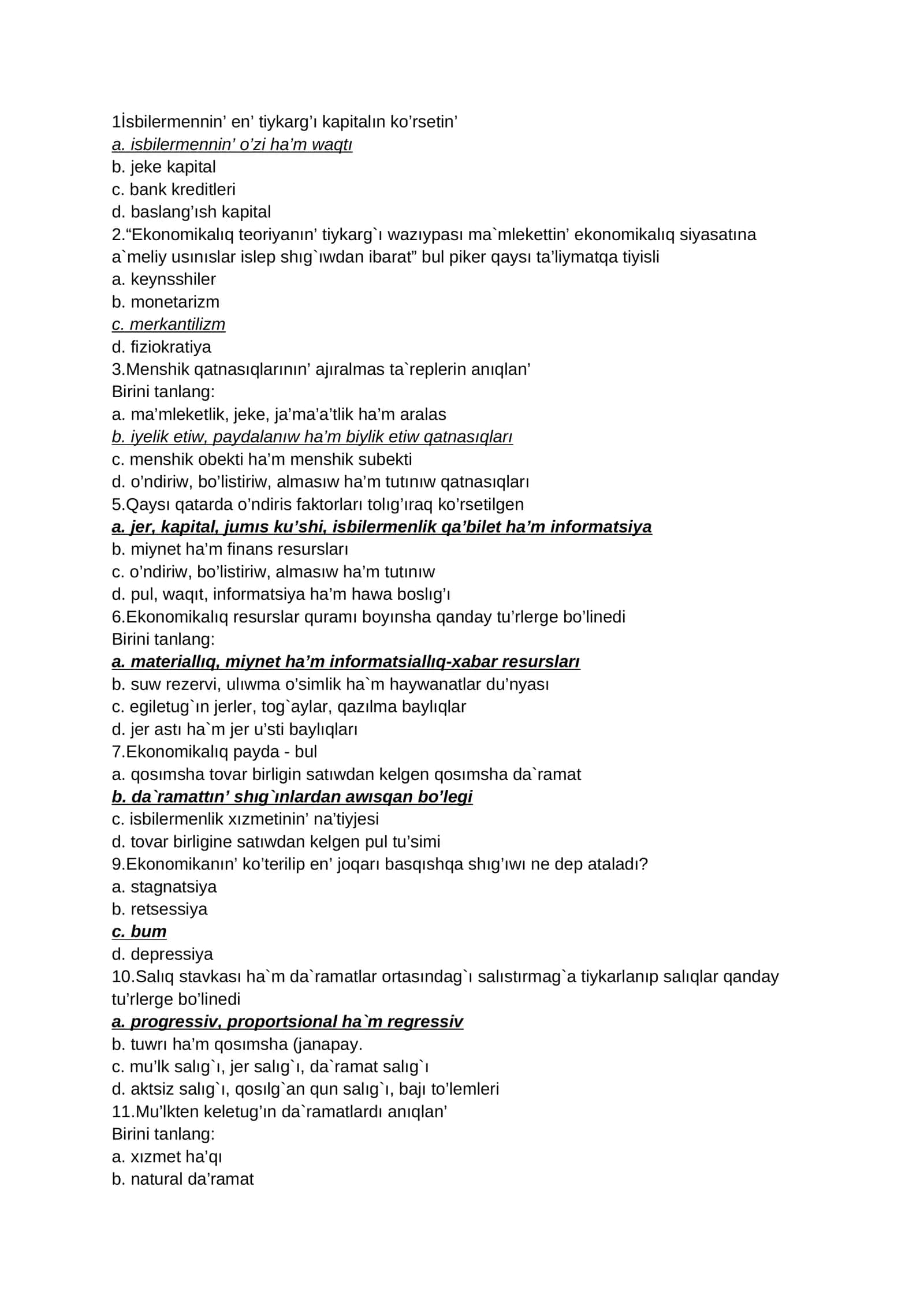 O'zbekiston iqtisodiyoti asoslari 1