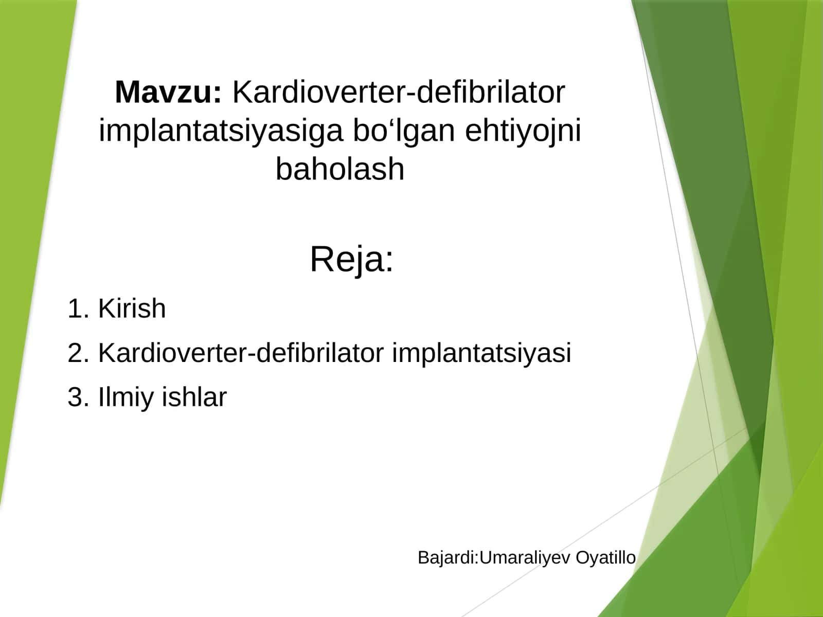 Kardioverter-defibrilator implantatsiyasiga bo‘lgan ehtiyojni baholash 1