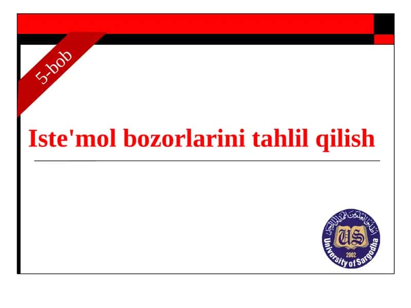 Iste'mol bozorlarini tahlil qilish 1