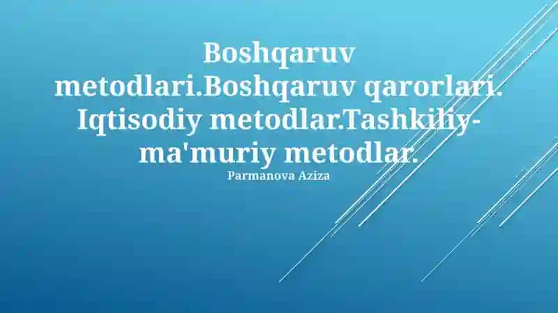 Boshqaruv metodlari 1