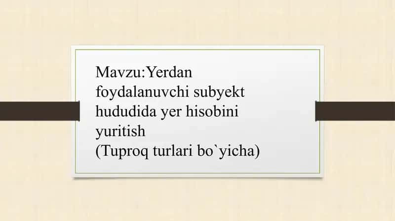 Yer hisobini yuritish 1