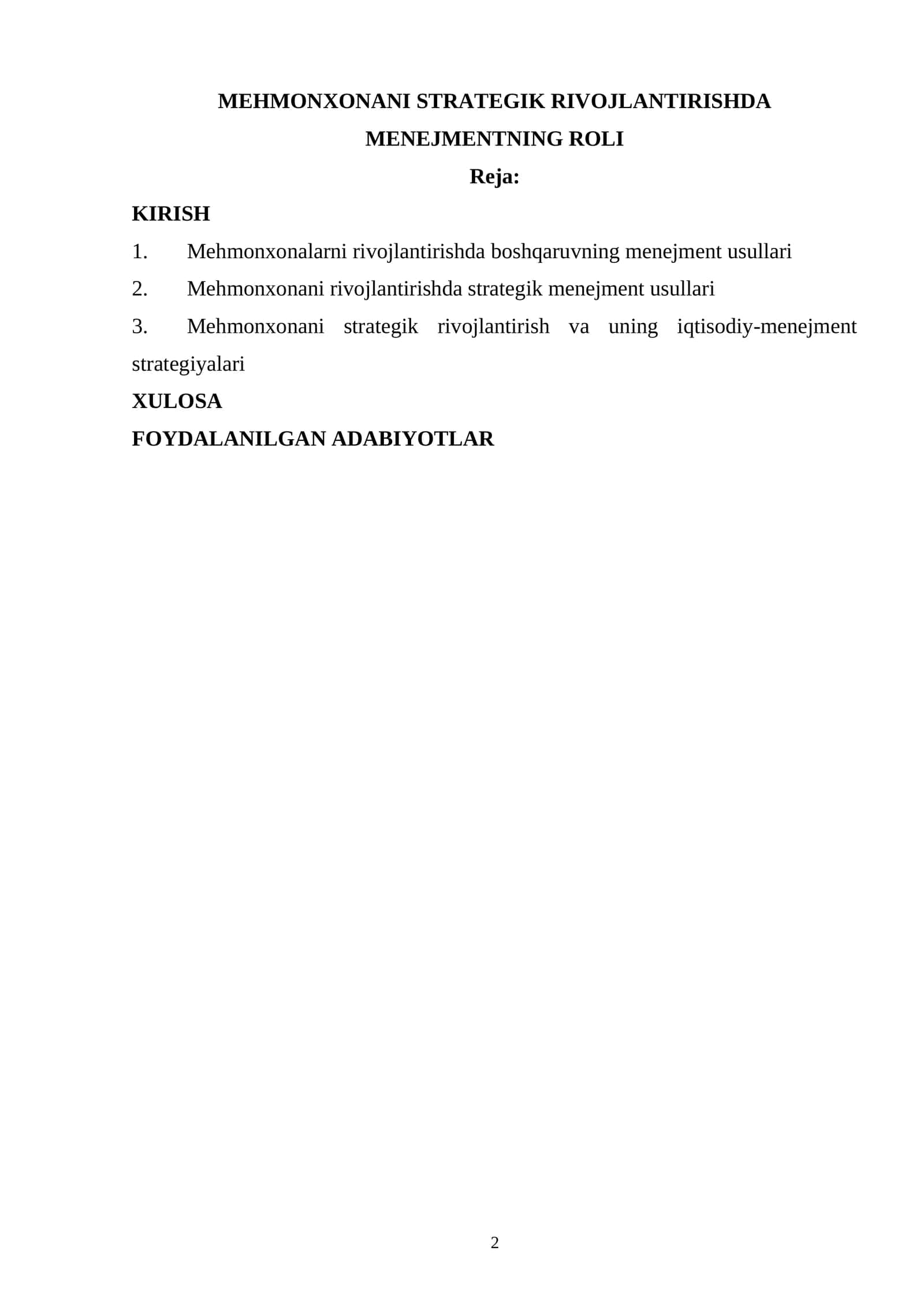 MEHMONXONANI STRATEGIK RIVOJLANTIRISHDA MENEJMENTNING ROLI 1