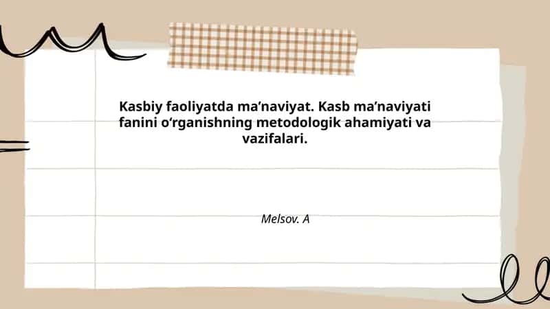 Kasbiy faoliyatda ma'naviyat tushunchasi va nazariy asoslari 1