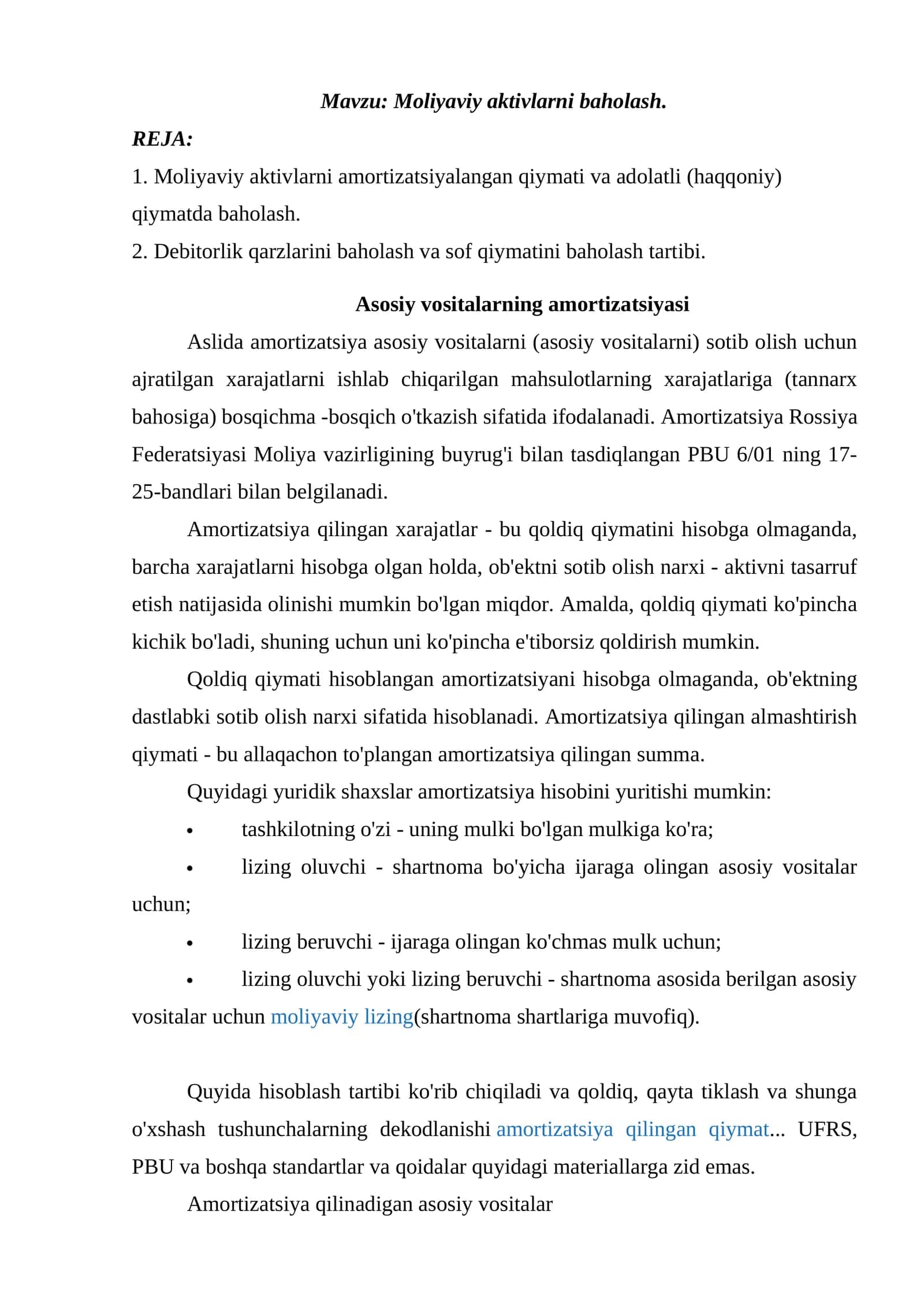 Moliyaviy aktivlarni baholash 1