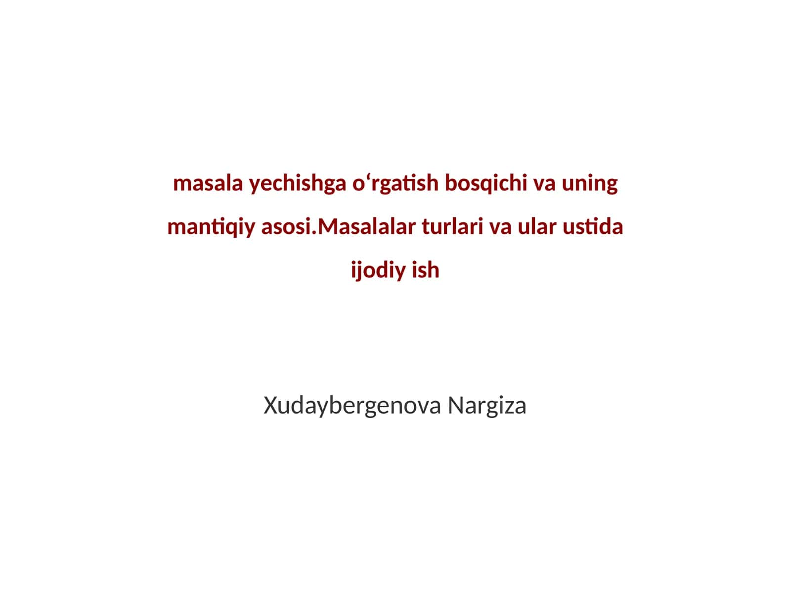 Masala Yechishga Oʻrgatish 1