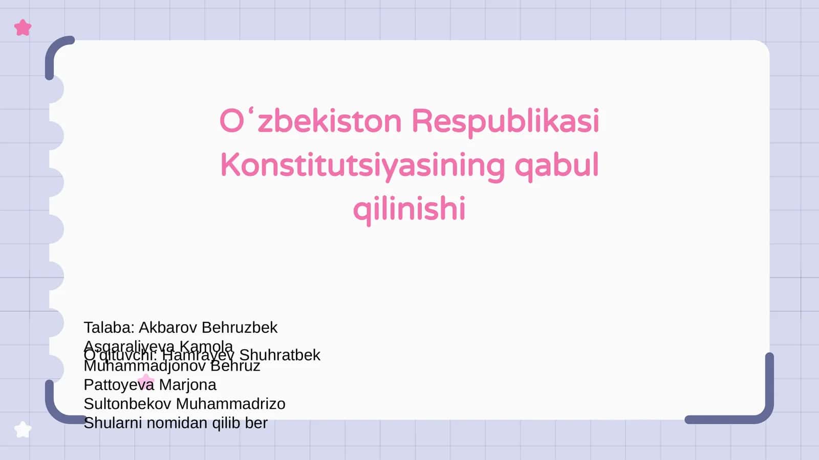 Oʻzbekiston Respublikasi Konstitutsiyasi: Kirish 1