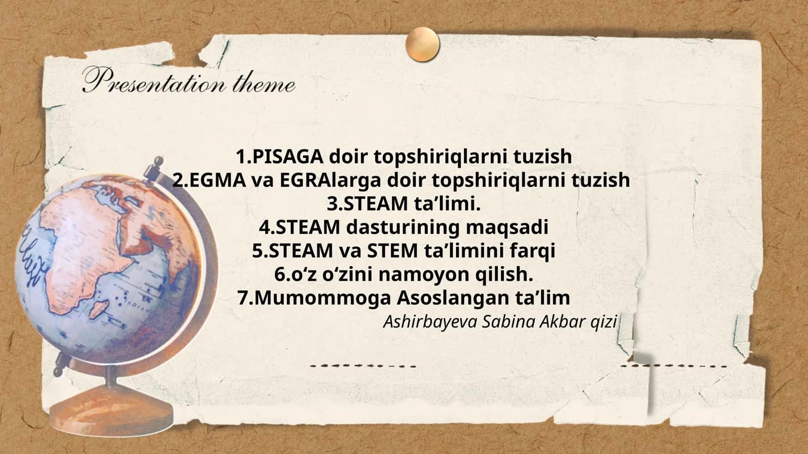 PISAGA doir topshiriqlarni tuzish 1