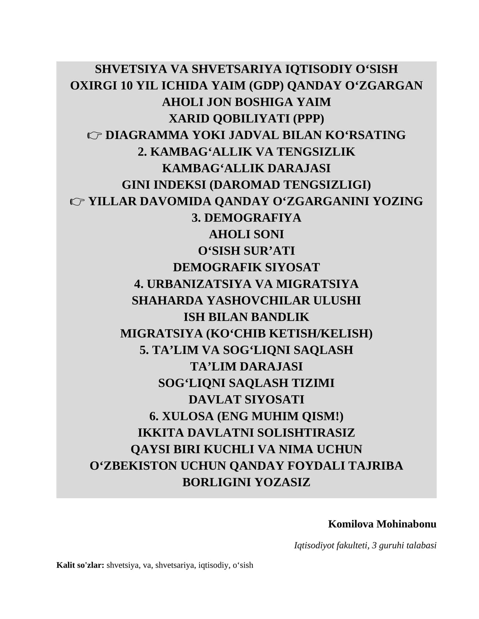Shvetsiya va Shvetsariya Iqtisodiy o‘sish 1