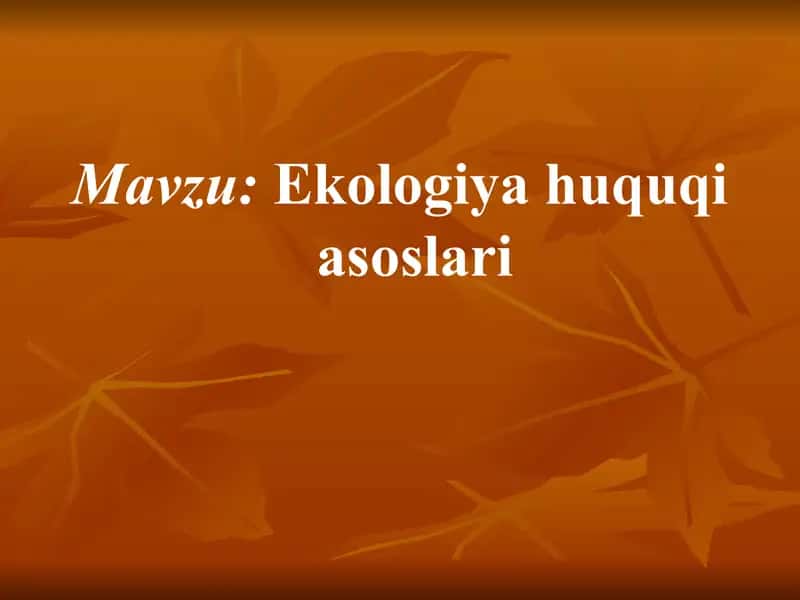 Ekologiya huquqi asoslari 1