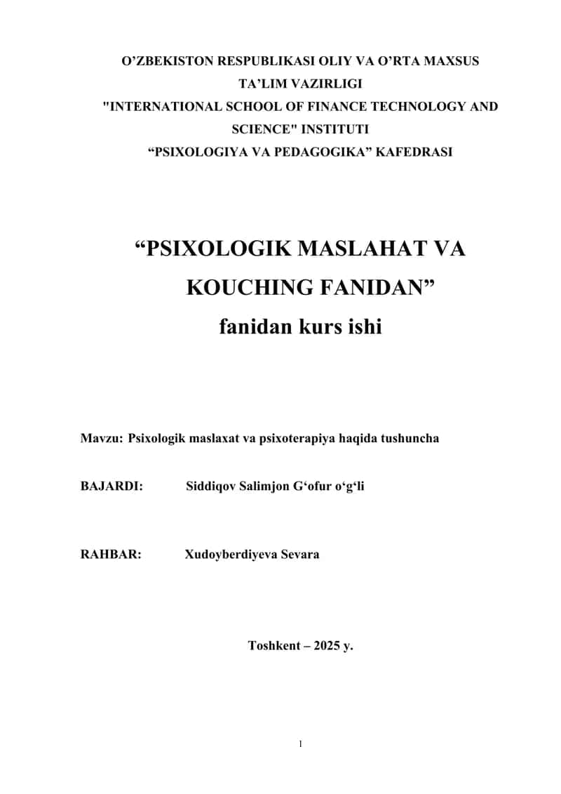 Psixologik maslaxat va psixoterapiya haqida tushuncha 1