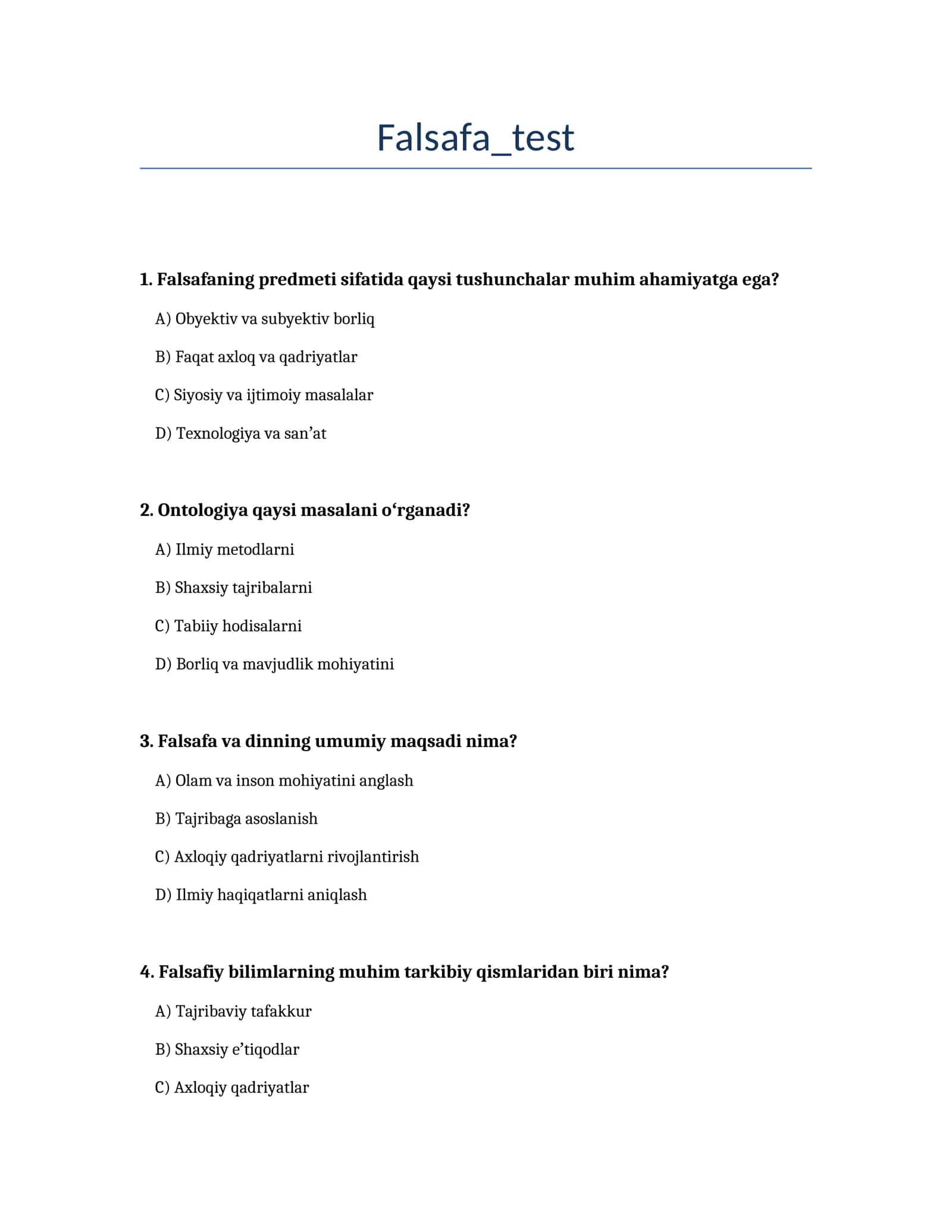 Falsafa_test 1