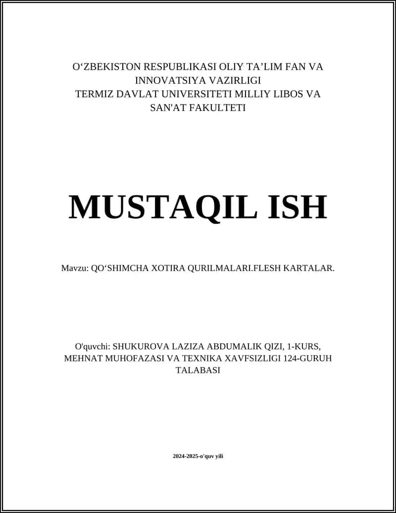 QOʻSHIMCHA XOTIRA QURILMALARI.FLESH KARTALAR 1