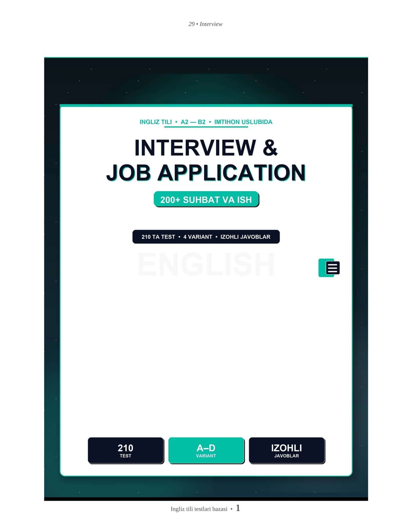 INGLIZ TILI INTERVIEW & JOB APPLICATION 1