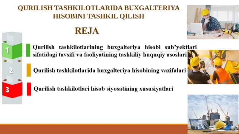 QURILISH TASHKILOTLARIDA BUXGALTERIYA HISOBINI TASHKIL QILISH 1