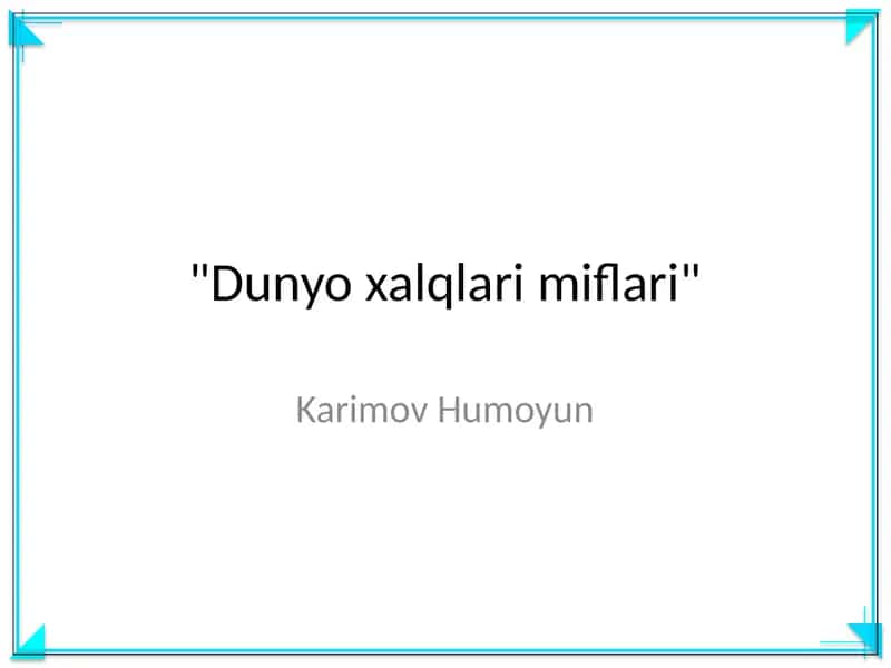 Dunyo xalqlari miflari 1
