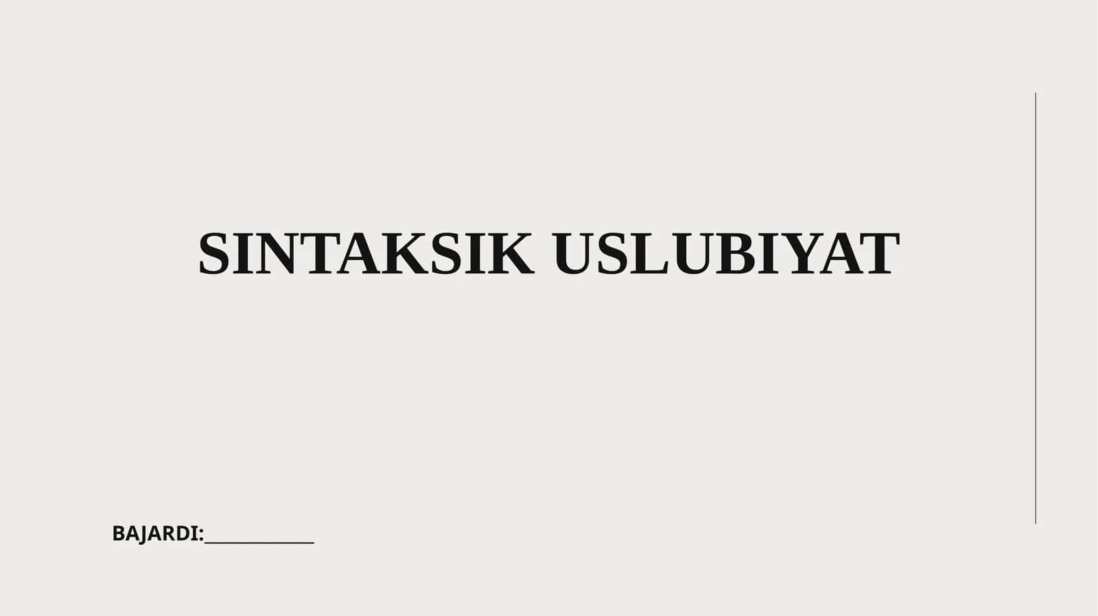 SINTAKSIK USLUBIYAT 1