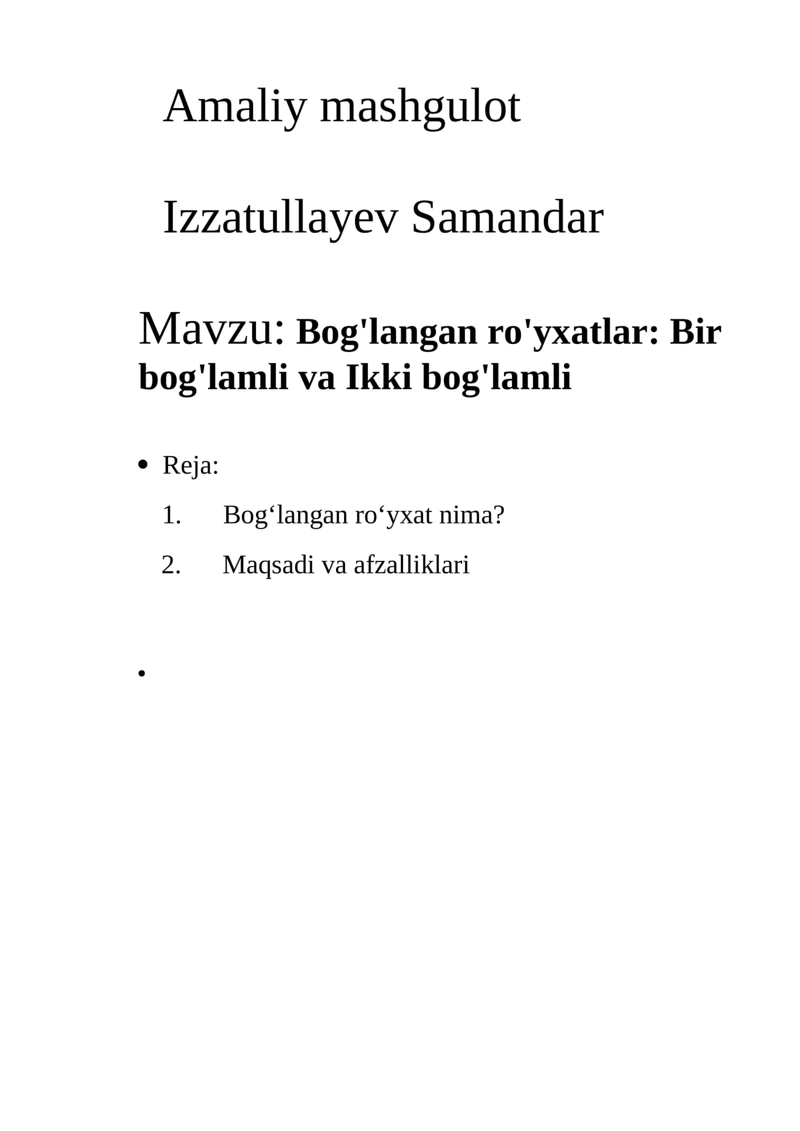 Amaliy mashgulot 1