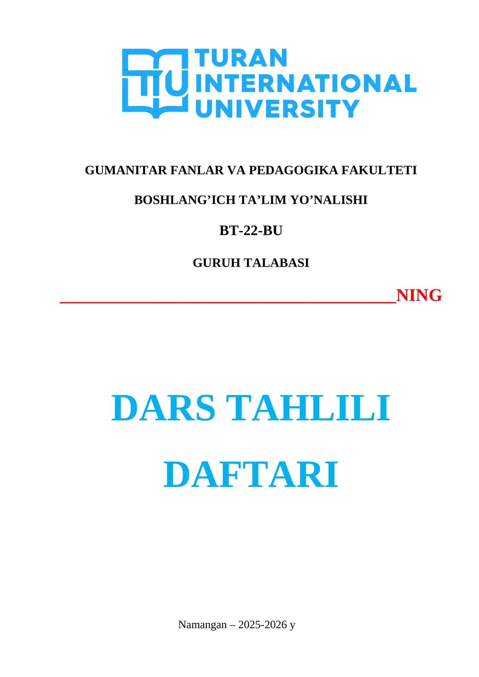 DARS TAHLILI 1