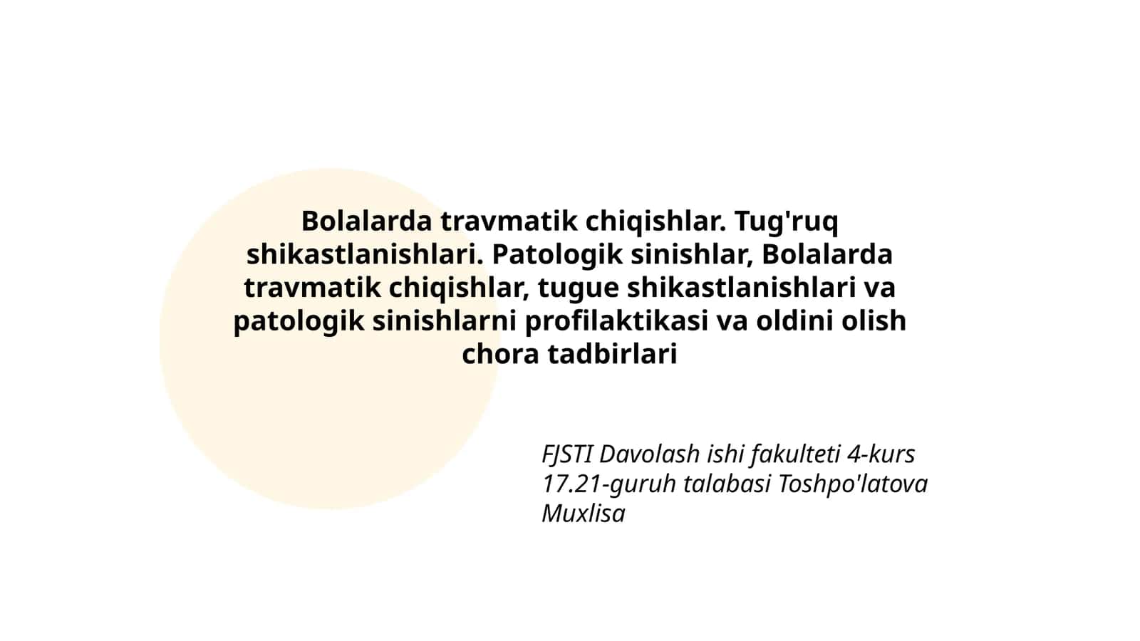 Bolalarda Travmatik Chiqishlar 1