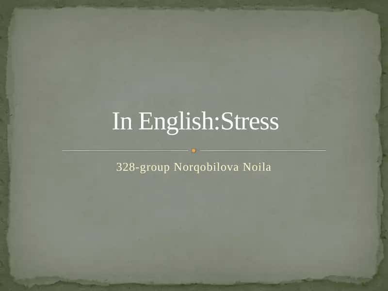 Stress 1