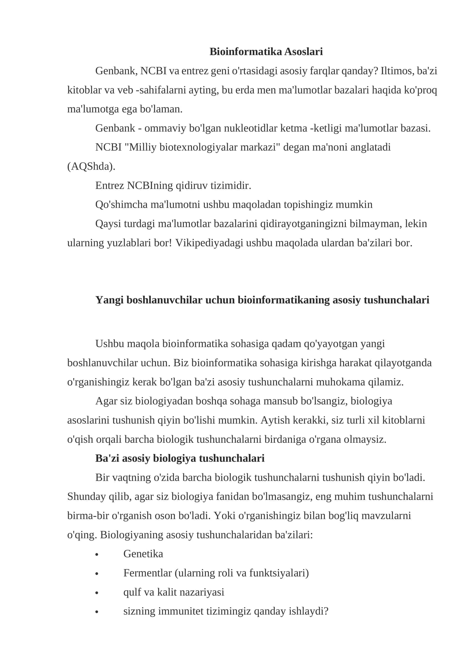 Bioinformatika Asoslari 1
