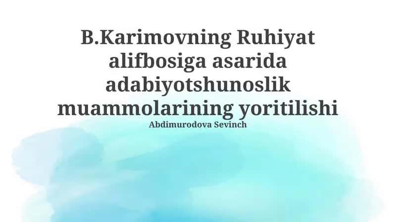 Ma’naviyat alifbosi adabiyotshunoslik masalalari 1