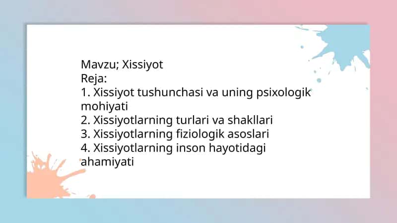 Xissiyot 1