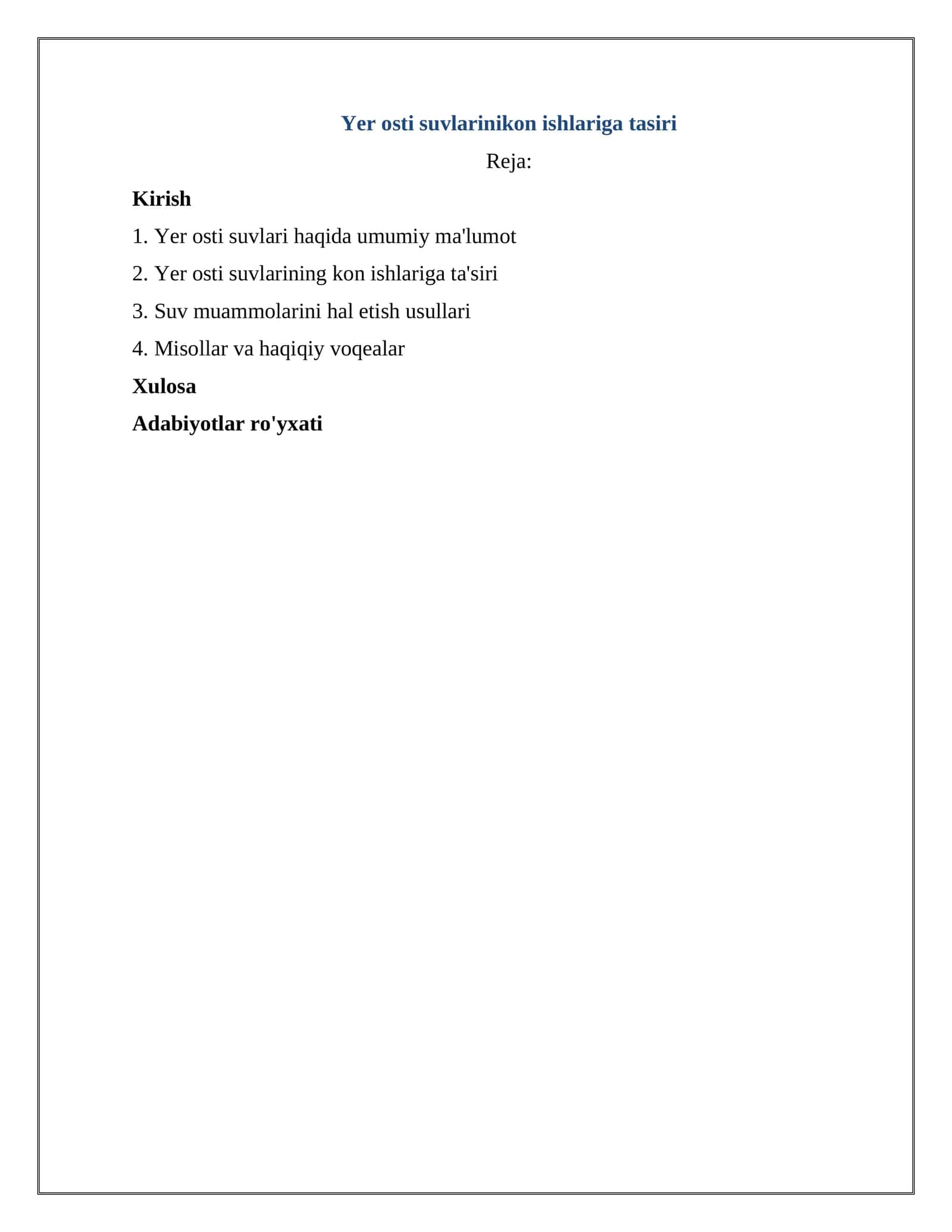 Yer osti suvlarinikon ishlariga tasiri 1