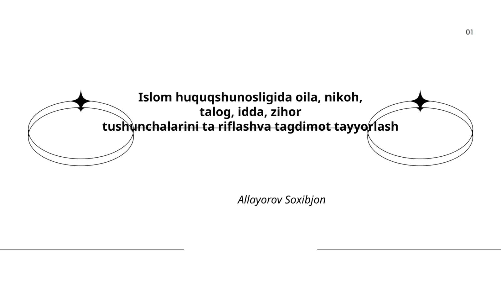 Islom huquqshunosligida oila, nikoh, talog, idda, zihor tushunchalarini ta riflashva tagdimot tayyorlash 1
