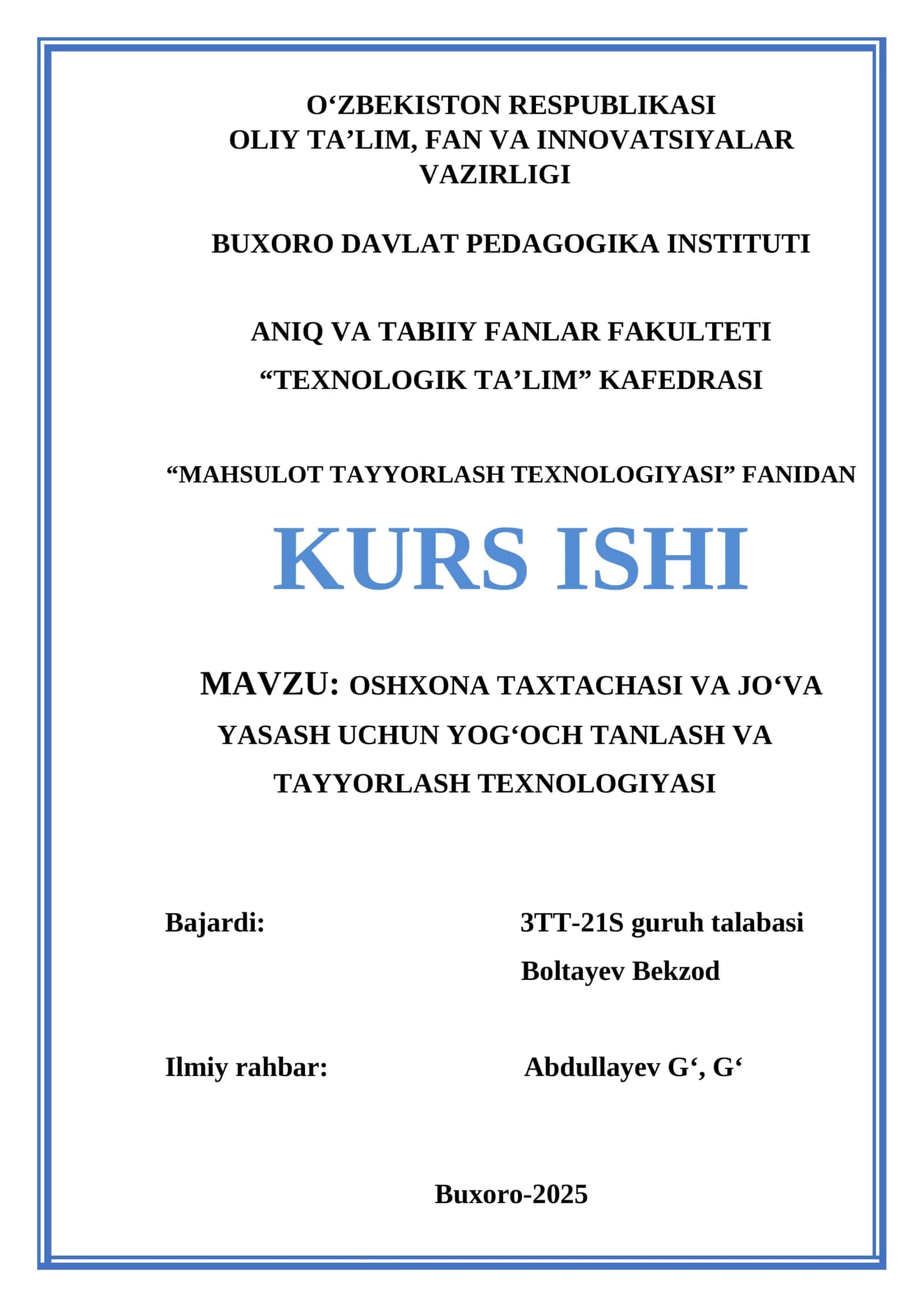 Oshxona taxtachasi va jo‘va yasash uchun yog‘och tanlash va tayyarlash texnologiyasi 1
