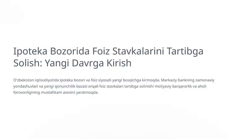 Ipoteka Bozorida Foiz Stavkalarini Tartibga Solish 1