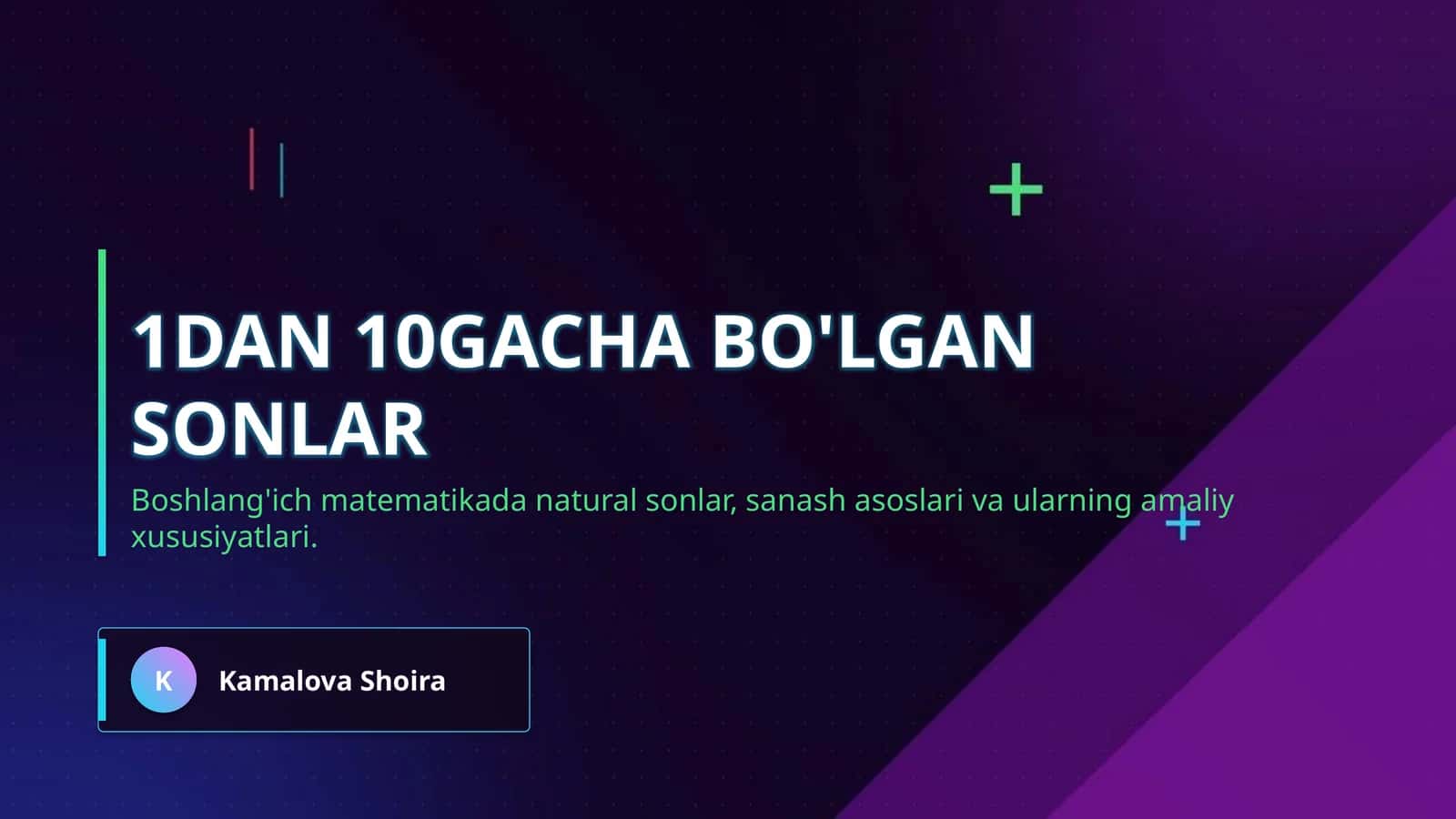 1dan 10gacha bo'lgan sonlar 1