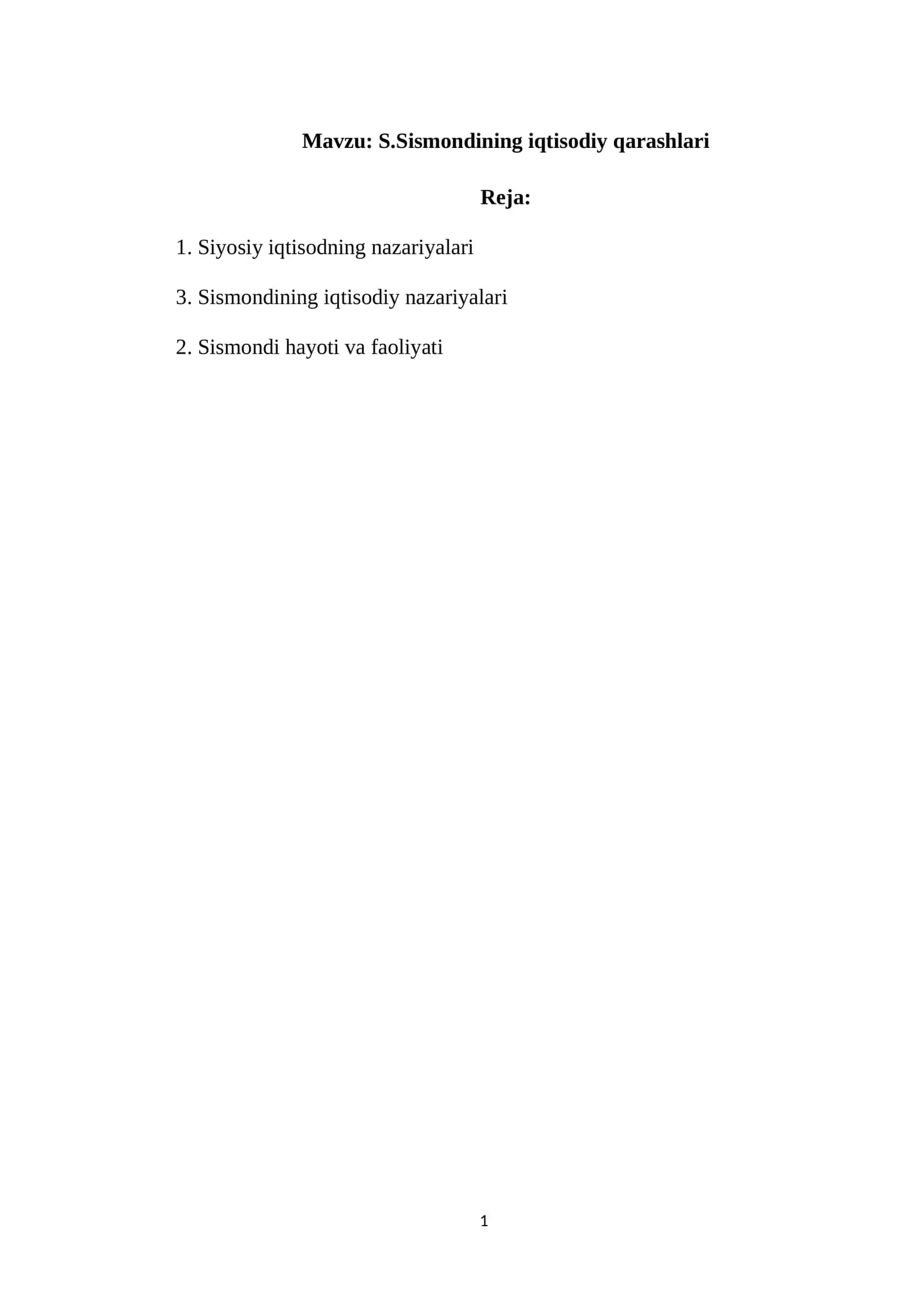 S.Sismondining iqtisodiy qarashlari 1