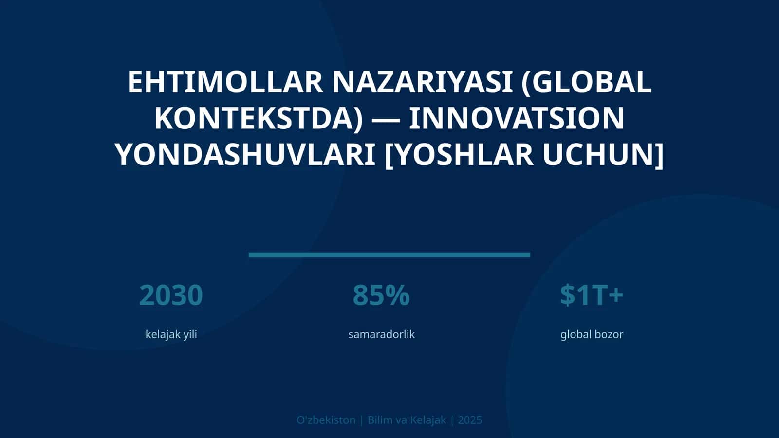 Ehtimollar Nazariyasi (Global Kontekstda) - Innovatsion Yondashuvlari [Yoshlar Uchun] 1
