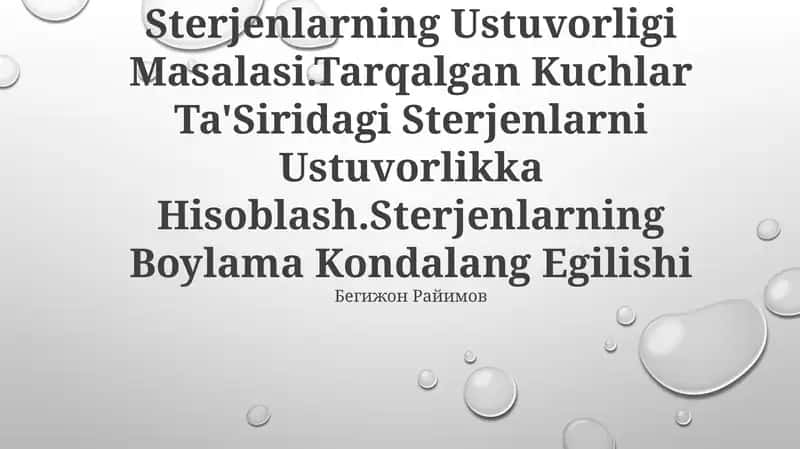 Sterjenlarning Boylama Egilishi 1