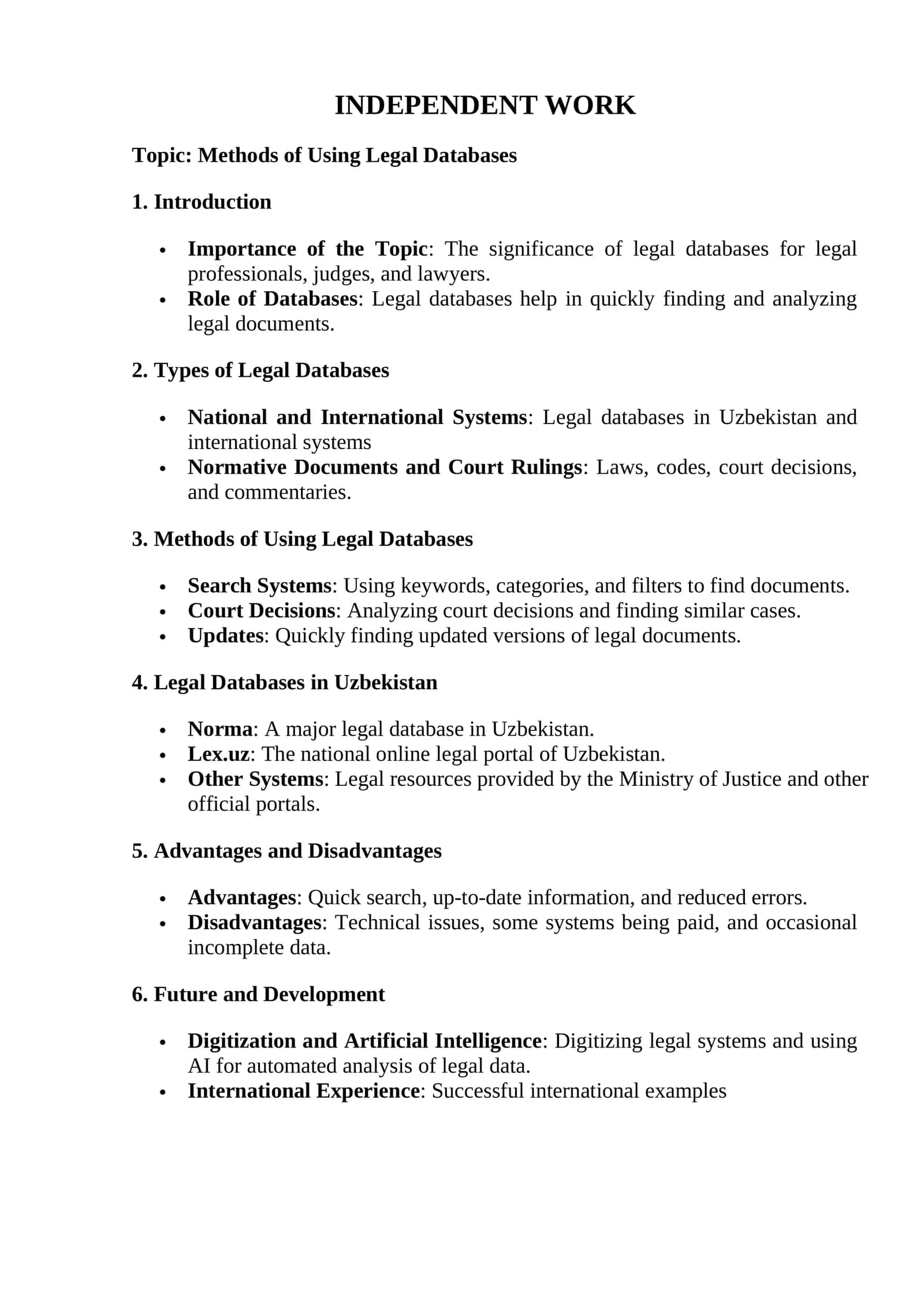 Methods of Using Legal Databases 1