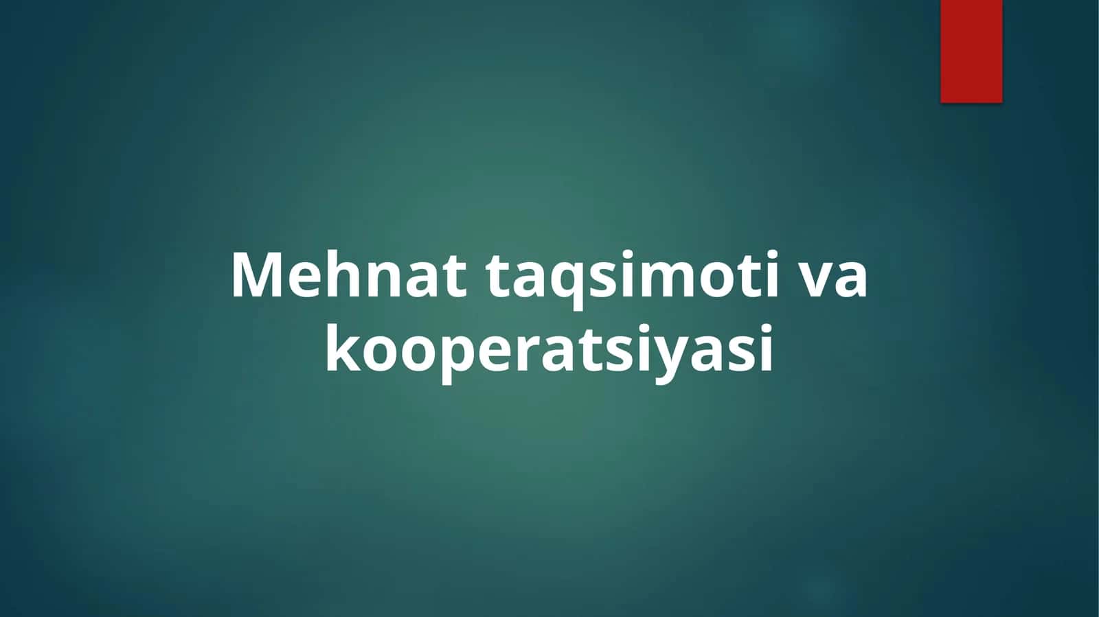 Mehnat taqsimoti va kooperatsiyasi 1