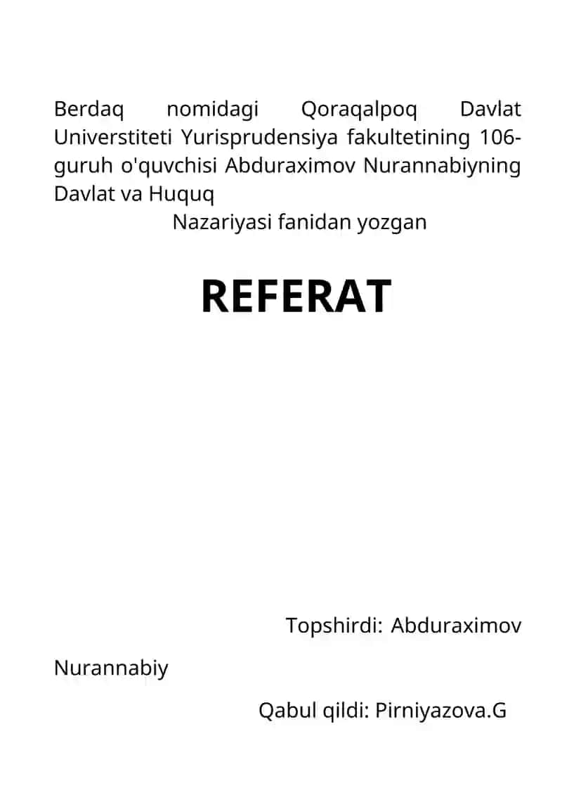 Davlat va Huquq Nazariyasi