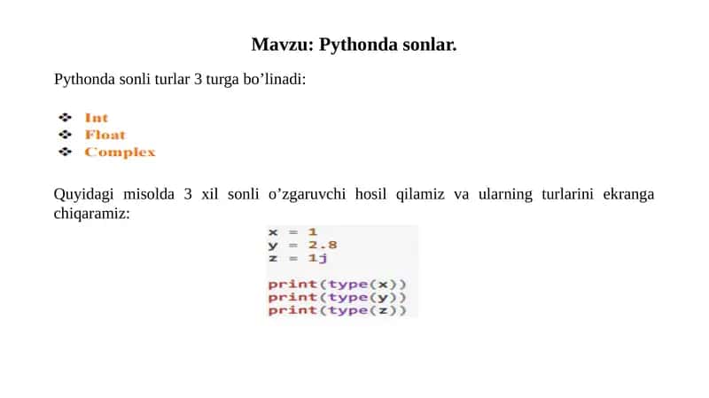 Pythondasonlar 1