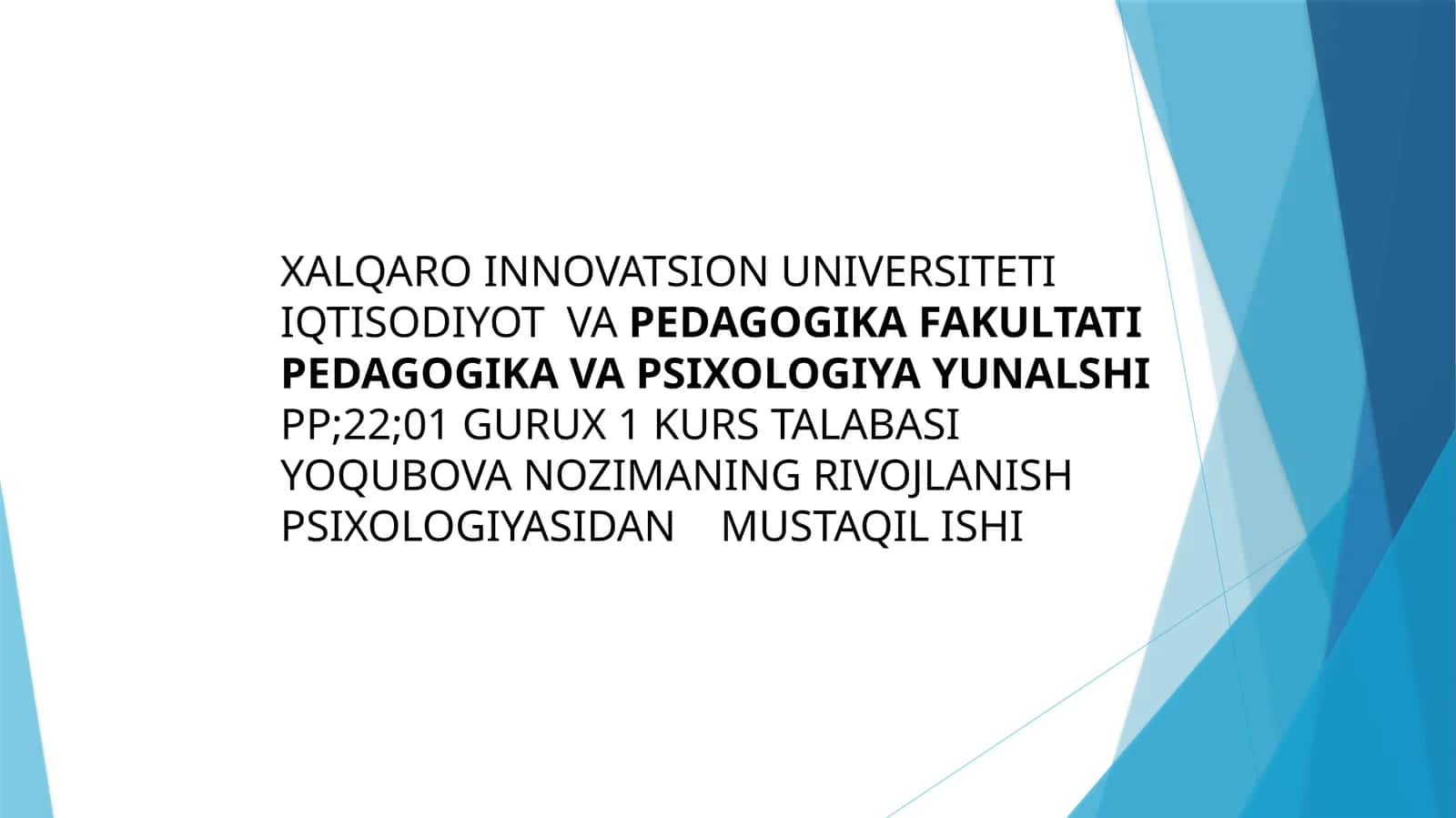 Rivojlanish Psixologiyasi 1