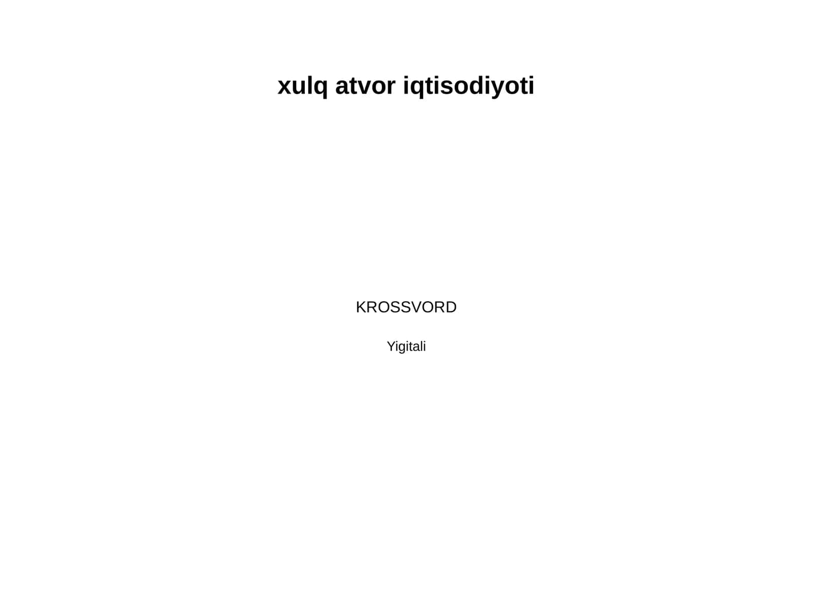 xulq atvor iqtisodiyoti 1