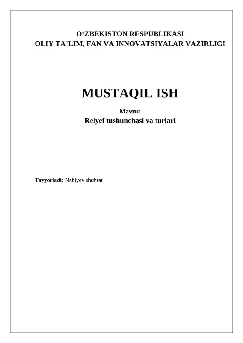 Relyefning tushunchasi va turlari 1