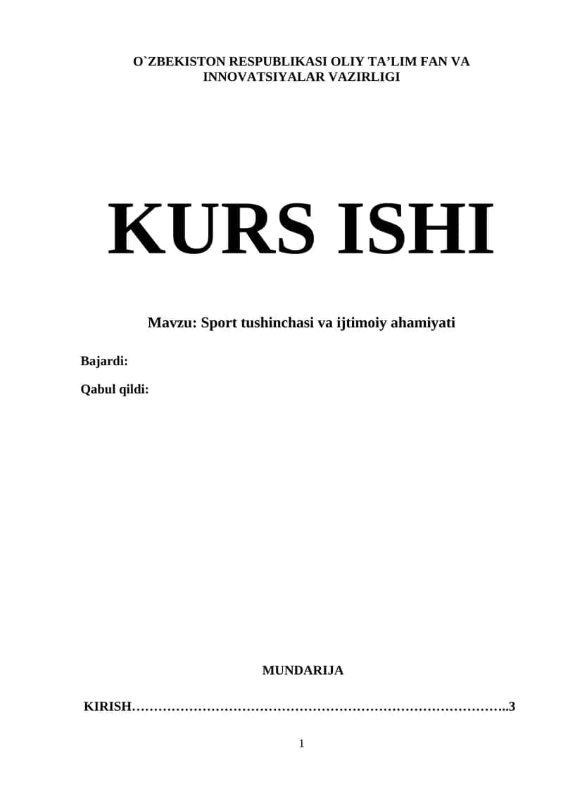 Sport tushinchasi va ijtimoiy ahamiyati 1