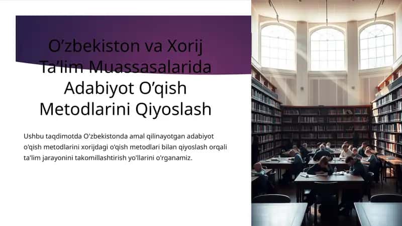 O’zbekiston va Xorij Ta’lim Muassasalarida Adabiyot O’qish Metodlarini Qiyoslash 1